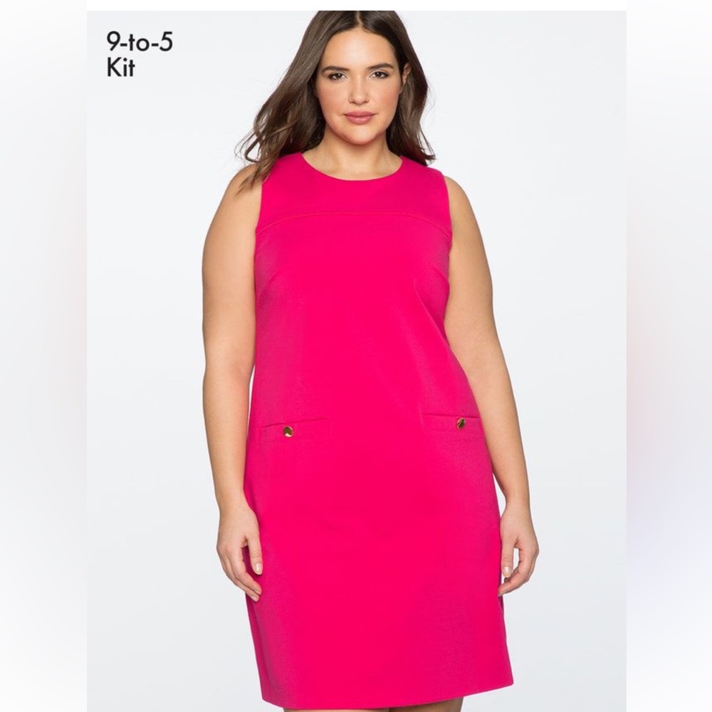Eloquii Vibrant Pink ‘60s inspired Shift dress. Size 26